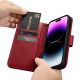 16. iCarer Wallet Case 2in1 Cover iPhone 14 Pro Max Leather Flip Cover Anti-RFID Red (WMI14220728-RD)