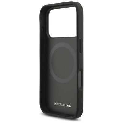 7. Mercedes Leather Large Laurel Leave MagSafe Case for iPhone 17 Pro - Black and Gray