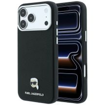 Karl Lagerfeld Grained Karl Head Metal MagSafe Case for iPhone 18 Pro / 17 Pro - Black