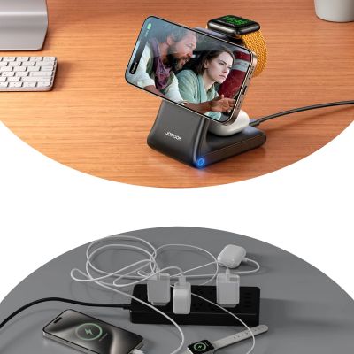 6. Joyroom JR-W15 Wireless Charger 3 in 1 Charging Station with MagSafe - Black