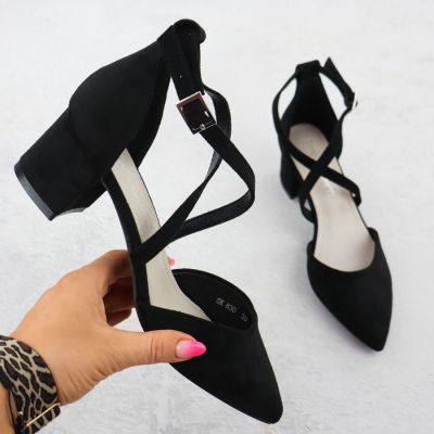 Sergio Leone SK-830 women's black block heel sandals
