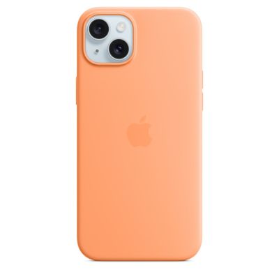 Silicone case with MagSafe sorbet orange iPhone 15 Plus