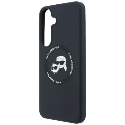 6. Karl Lagerfeld Silicone Karl&Choupette Heads MagSafe Case for Samsung Galaxy S26 FE - Black