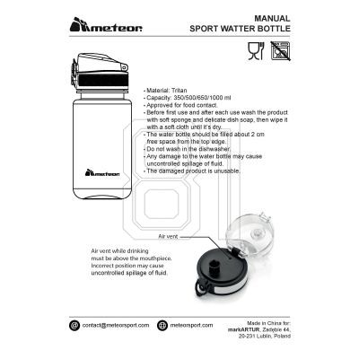9. Meteor water bottle 500 ml 74572