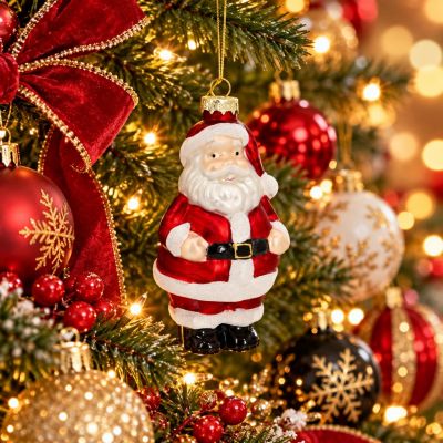 4. MOLDED GLASS CHRISTMAS BAUBLE SANTA CLAUS SASKA GIFT & DECOR