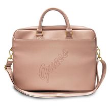 Guess Saffiano Script 16" Laptop Bag - Pink