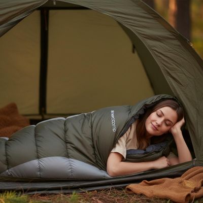9. TRIP GREEN-GRAY TOURIST SLEEPING BAG WITH COMPRESSION 210X80X50CM ENERO CAMP