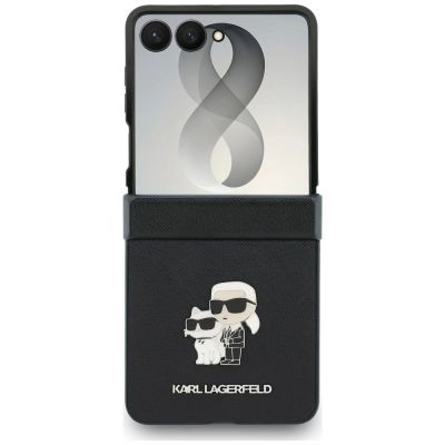 2. Karl Lagerfeld Karl&Choupette Saffiano Pins Case for Samsung Galaxy Z Flip 8 - Black