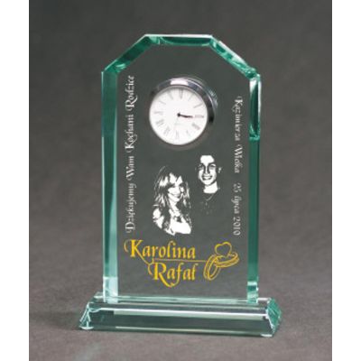 2. Engraved glass trophy with case + paint filling