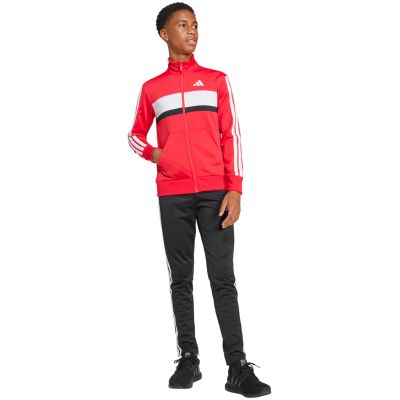 6. adidas Seasonal Essentials Tiberio 3-Stripes Tricot Kids Tracksuit Red and Black JI6214