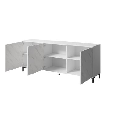 2. MARMO 3D chest of drawers 200x45xH80.5 white matt/white marble