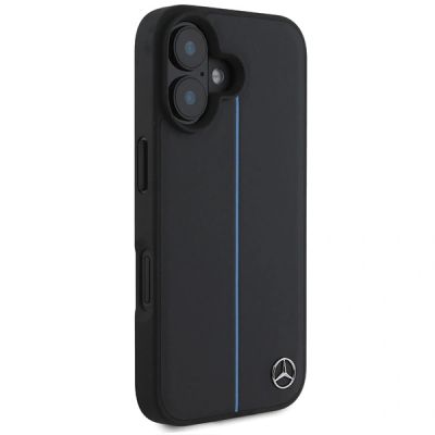 9. Mercedes MB Blue Line Leather MagSafe case for iPhone 16 - black
