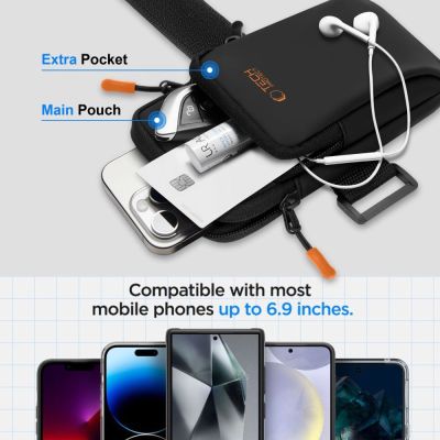 10. Tech-Protect M7 Universal Sport Armband Case - Black and Orange