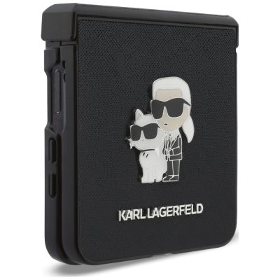 7. Karl Lagerfeld Karl&Choupette Saffiano Pins Case for Samsung Galaxy Z Flip 8 - Black