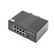 Industrial switch 7-port Gigabit PoE+ with 1x PD, IEEE802.3af/at, DIN rail, extended temperature range.