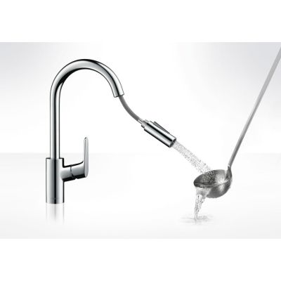 3. Hansgrohe Focus M41 kitchen faucet with pull-out spout