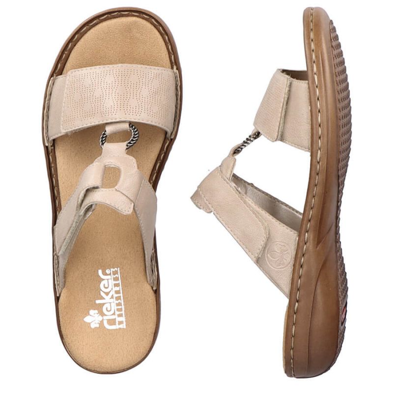 16. Comfortable Rieker W RKR681 beige flip-flops
