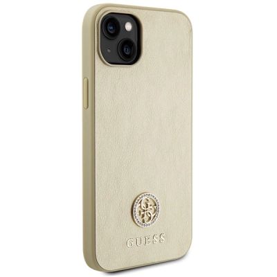 4. Guess Leather 4G Metal Logo Strass case for iPhone 15 - gold