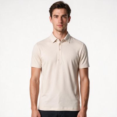 Paul&Shark Men's Beige Cotton and Lyocell Polo Shirt 25411283-348