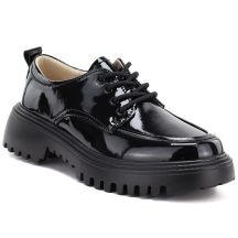 Women's grunge patent leather shoes in black Artiker 59C1128