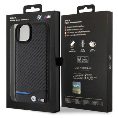 8. BMW Leather Carbon case for iPhone 15 Plus - black