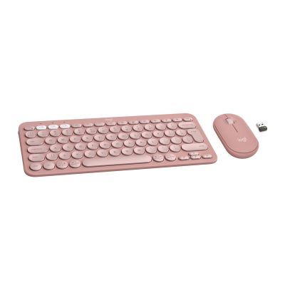 4. Logitech Pebble 2 Combo Keyboard Mouse Included Universal RF Wireless + Bluetooth QWERTY American International Pink
