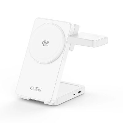 5. Tech-Protect A56 3in1 MagSafe 25W QI2.2 Wireless Charger + USB-C / USB-C Cable 100cm - White