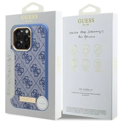 8. Guess 4G Logo Plate MagSafe Case for iPhone 16 Pro Max - Blue