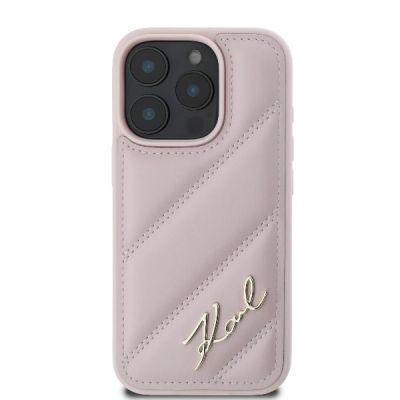 3. Karl Lagerfeld Quilted Signature iPhone 16 Pro Case - Pink