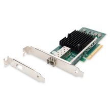 Single 10Gbps fiber optic port (SFP+) on PCI Express card, chipset: Intel JL82599EN