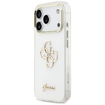 2. Guess IML 4G Script Metal Case for iPhone 17 Pro Max - White