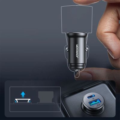 6. Joyroom JR-CCN05 30W USB-A USB-C Mini Car Charger - Black