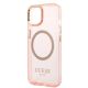 6. Guess GUHMP14MHTCMP iPhone 14 Plus 6.7" pink/pink hard case Gold Outline Translucent MagSafe