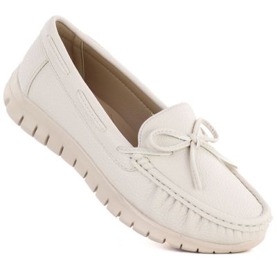 Women's cream moccasin shoes Sergio Leone MK093