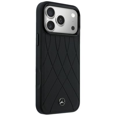 4. Mercedes Leather with Crossed Lines MagSafe case for iPhone 17 Pro - black