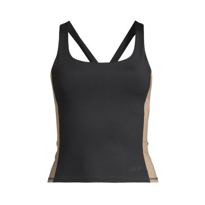CASALL Women's Shaped Block Built in Bra Tank Black