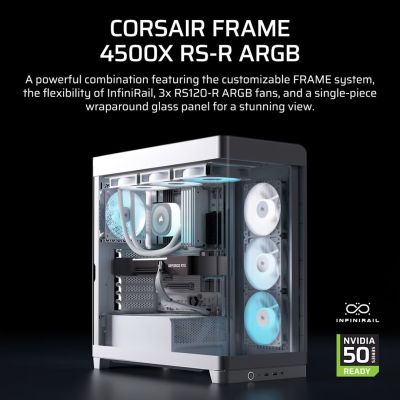 2. Corsair FRAME 4500X RS-R ARGB Tempered Glass Mid-Tower Case, White