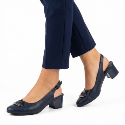 5. Women's navy blue open-heel pumps M.Daszyński SA233-4