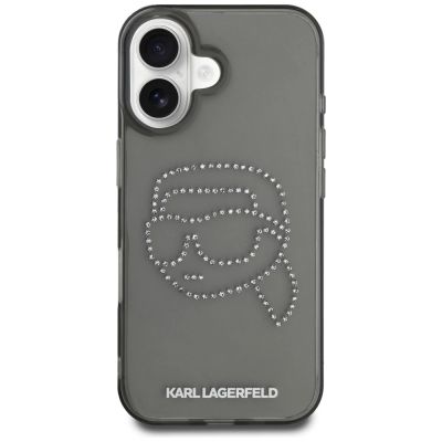 3. Karl Lagerfeld IML Rhinestones Karl Head Case for iPhone 16 Black