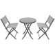10. BALCONY FURNITURE SET ROUND TABLE AND 2 FOLDING CHAIRS GRAY