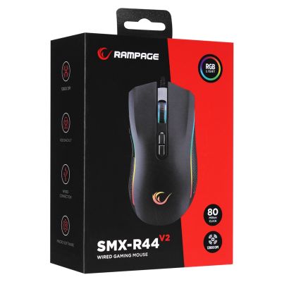 7. RAMPAGE Gaming Mouse SMX-R44 V2 MACRO BLACK 12800 DPI RGB LED