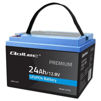 8. Qoltec LiFePO4 Lithium Iron Phosphate Battery | 12.8V | 24Ah | 307.2Wh | BMS