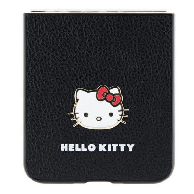 5. Hello Kitty Metal Logo Kitty Head case for Samsung Galaxy Z Flip 5 - black