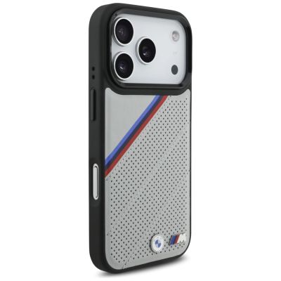 4. BMW M Tricolor Metal Logo MagSafe Case for iPhone 17 Pro - Gray