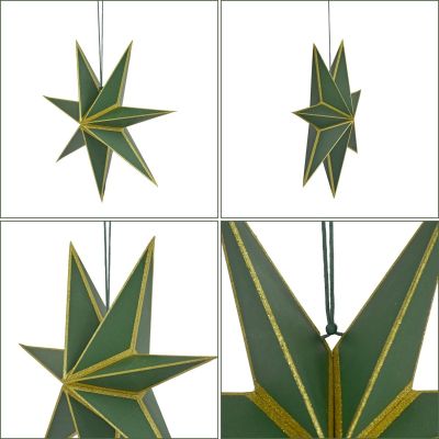 21. DECORATIVE HANGING PAPER STAR FSC 18x60CM GREEN 7 ARMS MICA