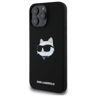 2. Karl Lagerfeld Silicone Choupette Head Print MagSafe iPhone 16 Pro Case - Black