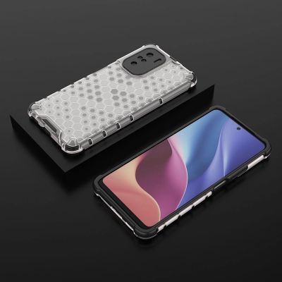 11. Honeycomb Case armor cover with TPU Bumper for Xiaomi Redmi K40 Pro+ / K40 Pro / K40 / Poco F3 transparent