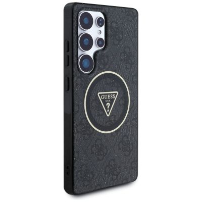 4. Guess 4G Glitter Triangle Buttons MagSafe Case for Samsung Galaxy S25 Ultra Black