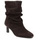 Women’s leather ankle boots with ruched shaft, chocolate brown Potocki JE19496