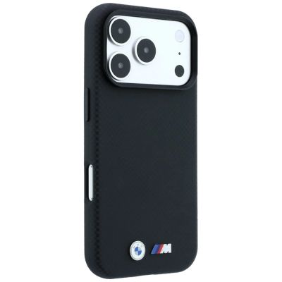 4. BMW M Quadrille Kevlar Metal Logo MagSafe Case for iPhone 17 Pro / 18 Pro - Black